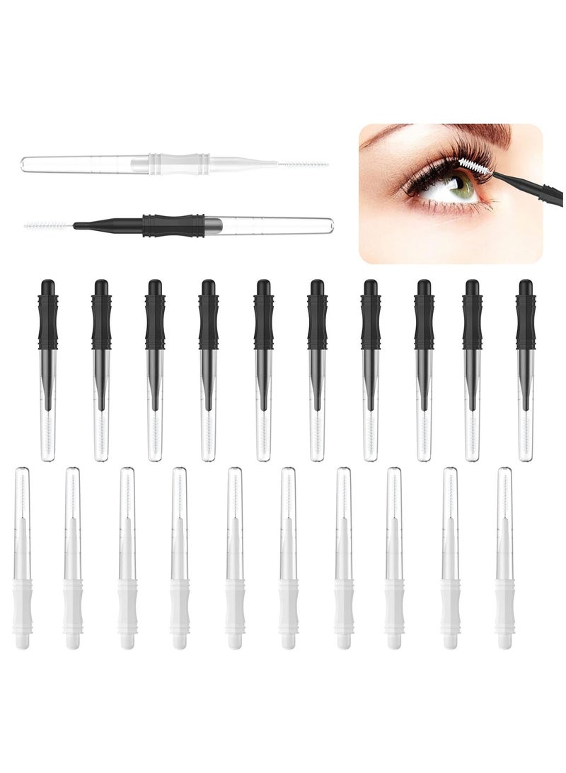 Generic 20 Pcs Micro Eyebrow Brush With Cap,Eyebrow Spoolie Brush Micro Eyebrow Lamination Brush 2 Size Multifunctional Micro Spooly Lash Mascara Brush Comb for Eyelash Lift Extensions Brow Clean(White,Black)  - Image 1
