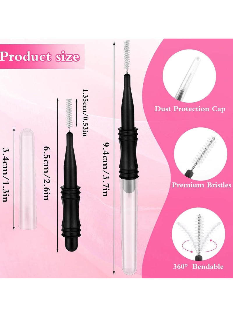 Generic 20 Pcs Micro Eyebrow Brush With Cap,Eyebrow Spoolie Brush Micro Eyebrow Lamination Brush 2 Size Multifunctional Micro Spooly Lash Mascara Brush Comb for Eyelash Lift Extensions Brow Clean(White,Black)  - Image 2