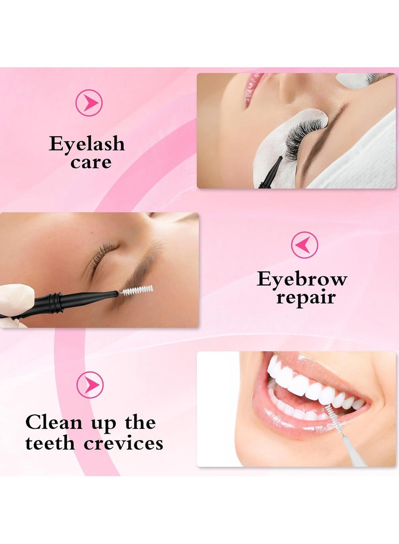 Generic 20 Pcs Micro Eyebrow Brush With Cap,Eyebrow Spoolie Brush Micro Eyebrow Lamination Brush 2 Size Multifunctional Micro Spooly Lash Mascara Brush Comb for Eyelash Lift Extensions Brow Clean(White,Black)  - Image 4