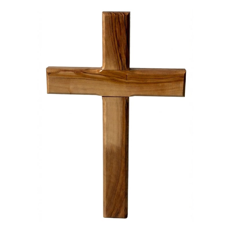 Spring Nahal Olive Wood Cross Wall Decor - Handmade in Bethlehem with Certificate - Christian Wall Crucifix - 6.3 Inch / 16 cm - Image 1
