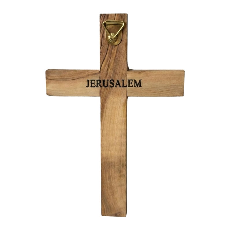 Spring Nahal Olive Wood Cross Wall Decor - Handmade in Bethlehem with Certificate - Christian Wall Crucifix - 6.3 Inch / 16 cm - Image 3