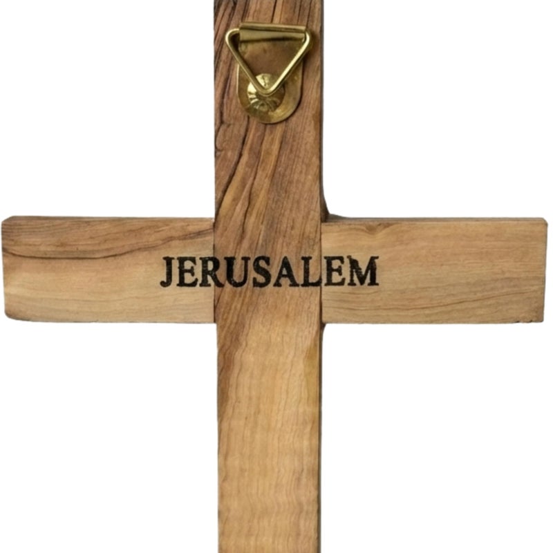 Spring Nahal Olive Wood Cross Wall Decor - Handmade in Bethlehem with Certificate - Christian Wall Crucifix - 6.3 Inch / 16 cm - Image 4