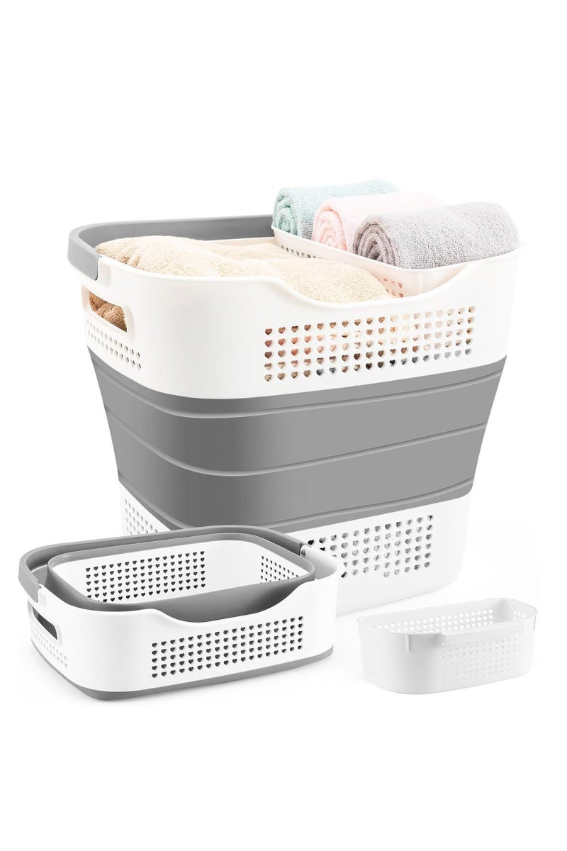 أنمي سلة غسيل قابلة للطي سعة 40 لتر مع مقبض (رمادي غامق)