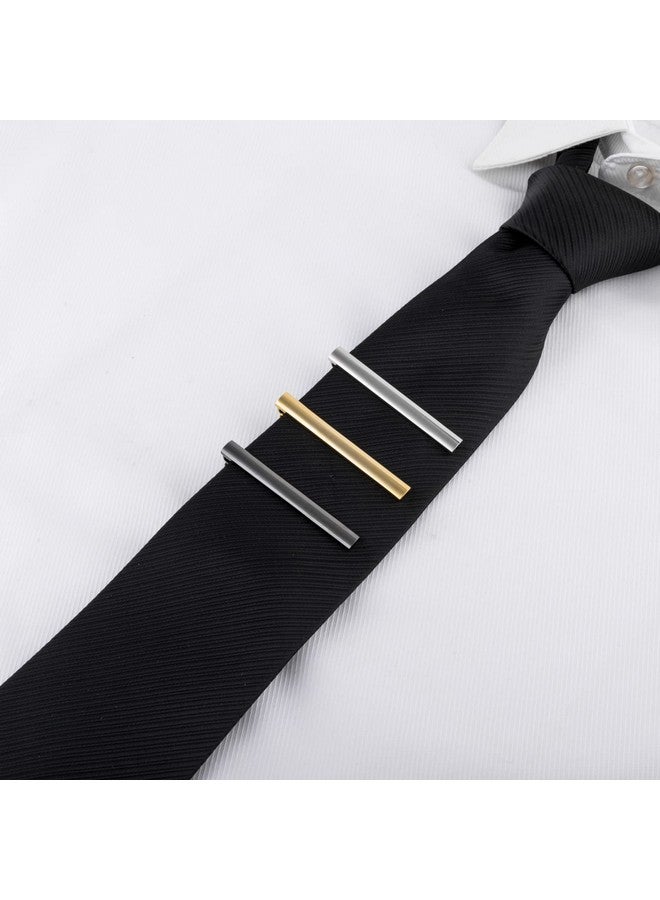 GWD Mens Tie Bar Clip 2.1 Inch Silvertone Black Gray (E Style)  - Image 4