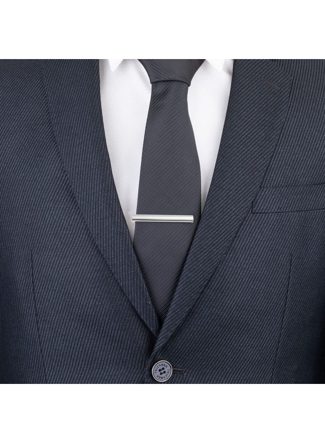 GWD Mens Tie Bar Clip 2.1 Inch Silvertone Black Gray (E Style)  - Image 2