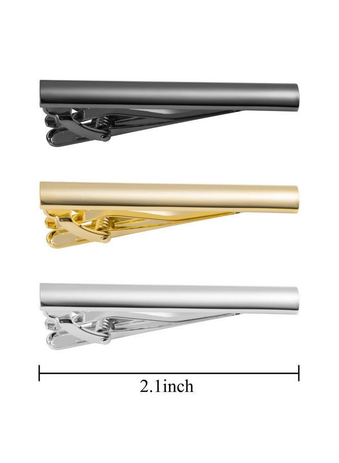 GWD Mens Tie Bar Clip 2.1 Inch Silvertone Black Gray (E Style)  - Image 5