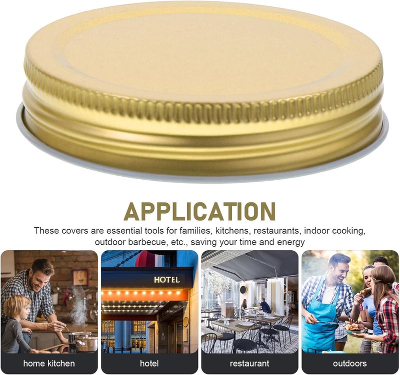 SHERCHPRY 12pcs 86mm Gold Mason Jar Lids Replacement Reusable Sealing Jar Covers for Wide Mouth Sturdy Metal Canning Lid Set for Food Storage and Preserving - Image 3