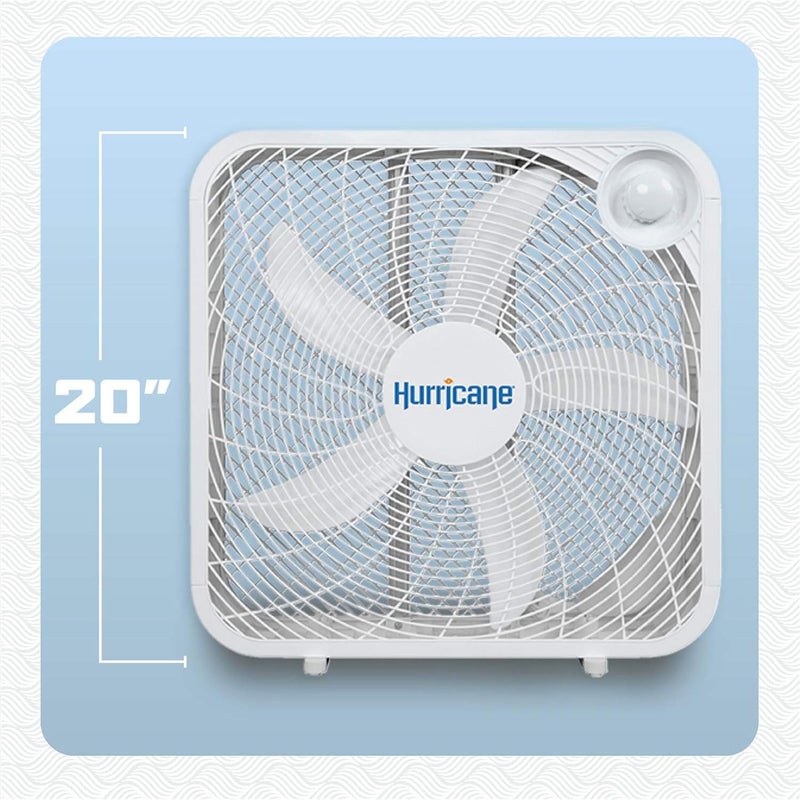 Hurricane مروحة صندوقية مثبتة على الأرض 2-pack كلاسيكية بسرعات هادئة 3، بيضاء، 20" - وحدة تبريد كهربائية محمولة بسلك مع تدفق هواء قوي 2400 CFM للمنزل، المرآب، المكتب، غرفة النوم والقبو - Image 2