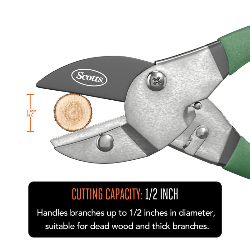 Scotts 2-Piece Pruning Shears Set â€“ Includes 8 in. Bypass Pruner for Live Plants and 8 in. Anvil Pruner for Dry Stems â€“ Sharp Carbon Steel Blades and Comfort Grip Handles for Garden and Yard Use - Image 4