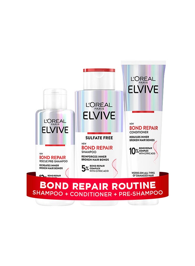 L'OREAL PARIS Elvive Bond Repair Rescue Pre-Shampoo 200ml + Shampoo 200ml + Conditioner 150ml - Image 1