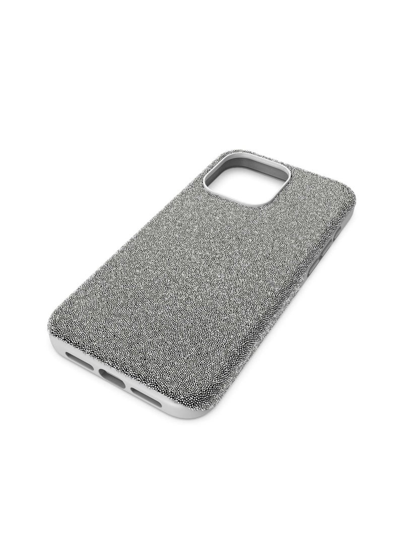 SWAROVSKI iPhone 15 Pro max Grey Swarovski Crystal Fabric Case - Image 2