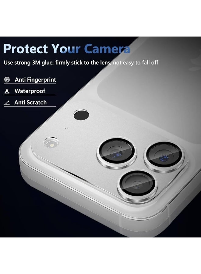 ACLIX Camera Lens Protector for iPhone 17 Pro, Full Coverage 9H Tempered Glass Ring Cover, Matte Metal Plate, Case Friendly, 6.5-Inch Display, 1-Pack (Silver) - Image 4