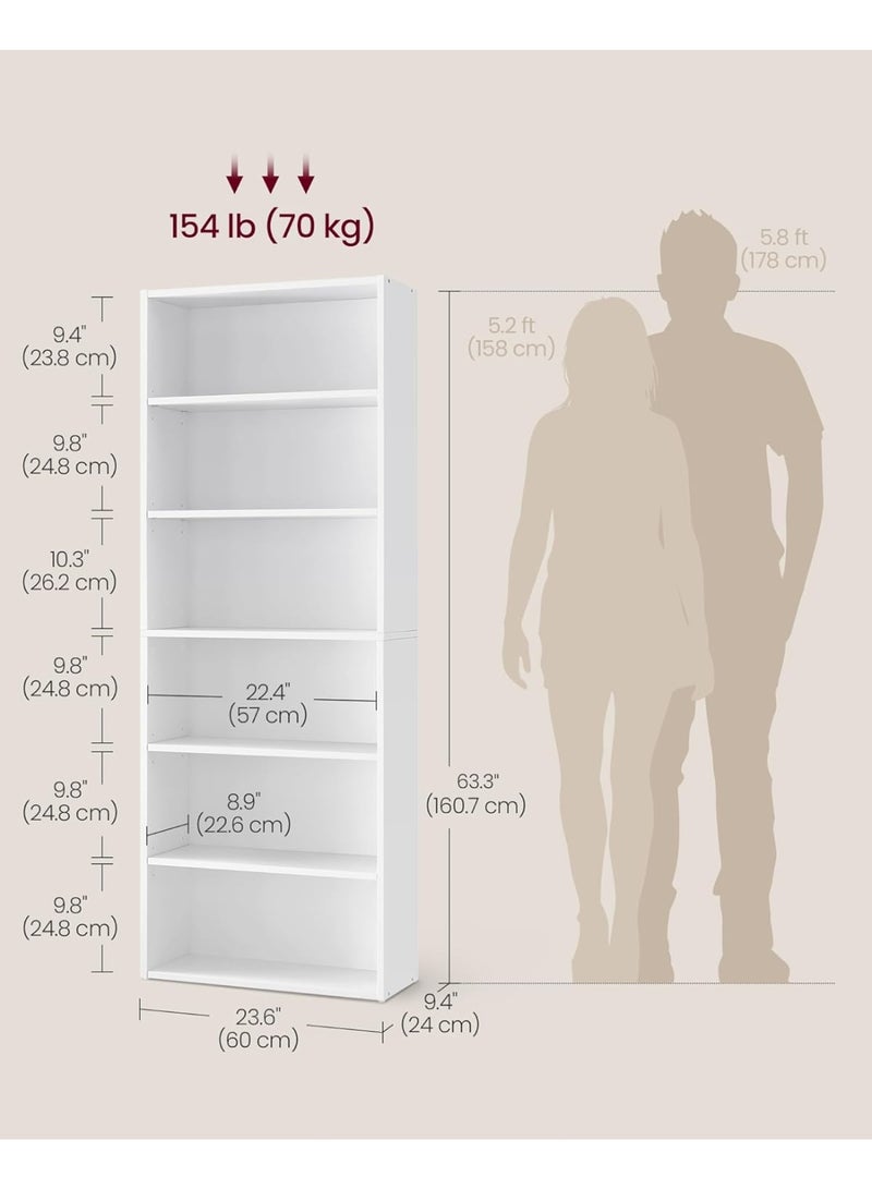 تشولوفز رفوف كتب مكونة من 6 طبقات وخزائن كتب ورفوف عرض أرضية بارتفاع 160 سم وأثاث ديكور منزلي للمكتب المنزلي وغرفة المعيشة وغرفة النوم ووحدة قائمة على الأرض - Image 2