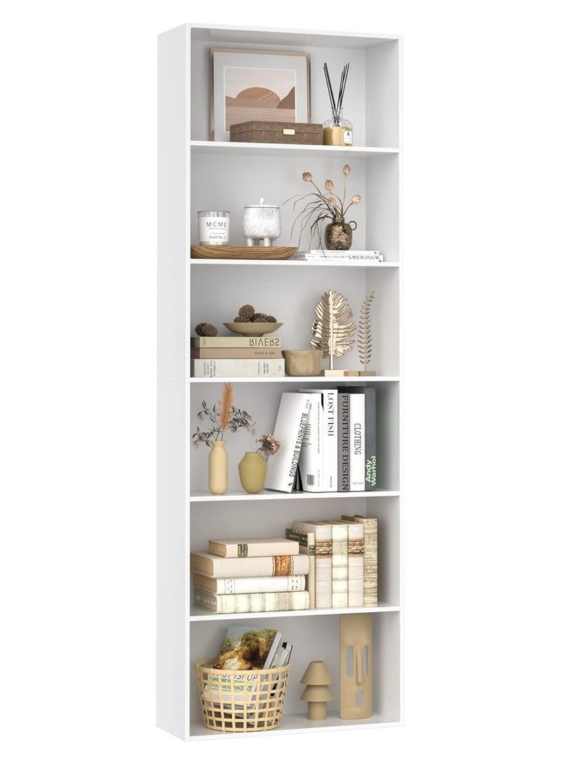 تشولوفز رفوف كتب مكونة من 6 طبقات وخزائن كتب ورفوف عرض أرضية بارتفاع 160 سم وأثاث ديكور منزلي للمكتب المنزلي وغرفة المعيشة وغرفة النوم ووحدة قائمة على الأرض - Image 1