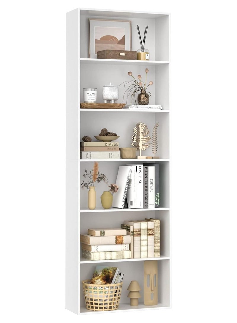 Chulovs 6 tier bookshelves and Bookcases bookshelf floor standing display storage shelves 160cm tall bookcase home decor furniture for home office, living room, bed room, floor standing unit - Image 1