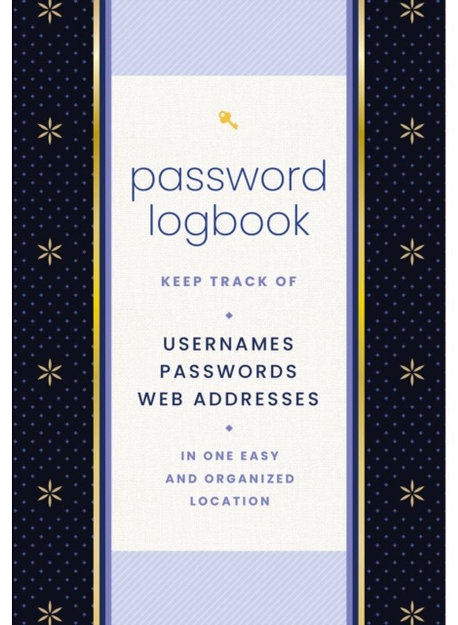 Password Logbook Black Gold Keep Track of Usernames Passwords Web Addresses in One Easy and Organized Location - Hardback