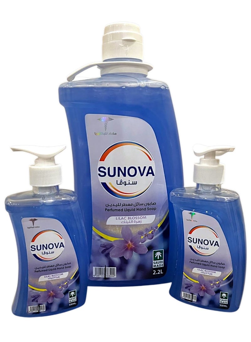 Perfumed Liquid Hand Soap, Lilac Blossom 2.2L+2*330ml