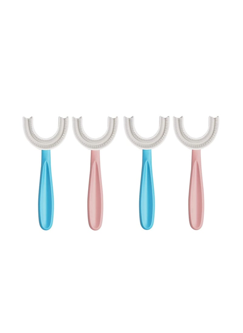 SYOSI Kids Toothbrush, U Shape Toothbrush Kids Food Grade 4 Pcs Soft Silicone Brush Head, Toothbrush Chew 360° Oral Teeth Cleaning Design for Toddlers and Children  - Image 1