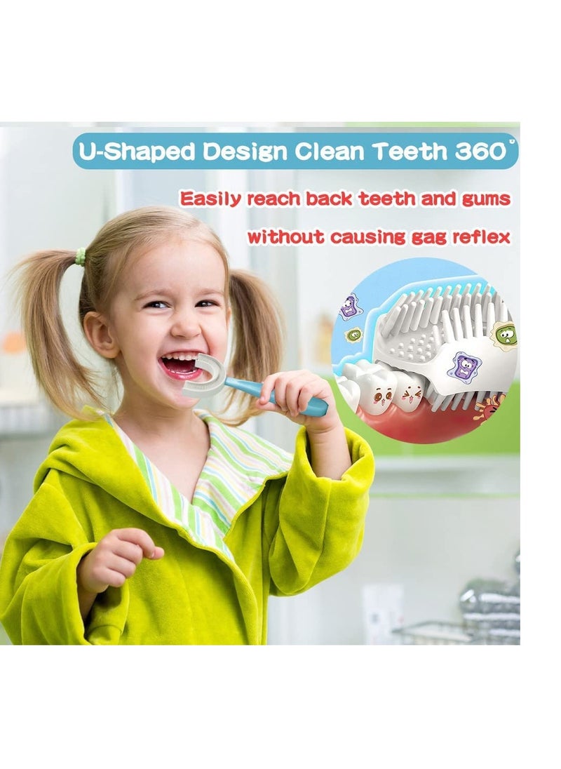 SYOSI Kids Toothbrush, U Shape Toothbrush Kids Food Grade 4 Pcs Soft Silicone Brush Head, Toothbrush Chew 360° Oral Teeth Cleaning Design for Toddlers and Children  - Image 3