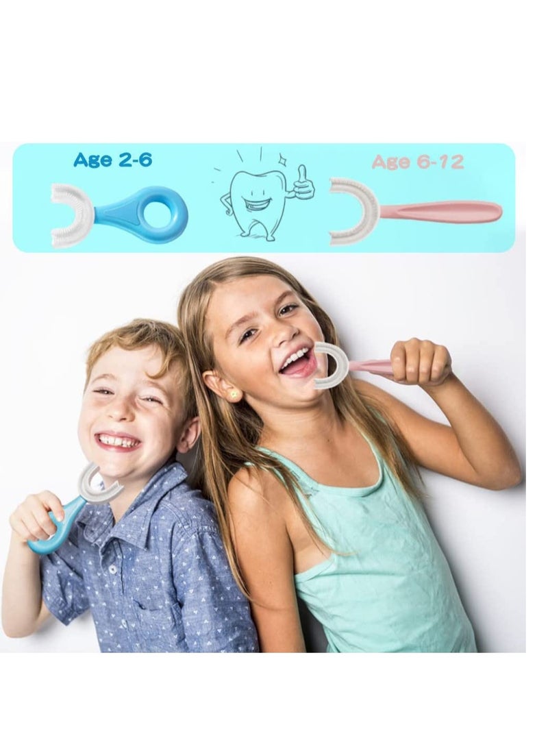SYOSI Kids Toothbrush, U Shape Toothbrush Kids Food Grade 4 Pcs Soft Silicone Brush Head, Toothbrush Chew 360° Oral Teeth Cleaning Design for Toddlers and Children  - Image 2