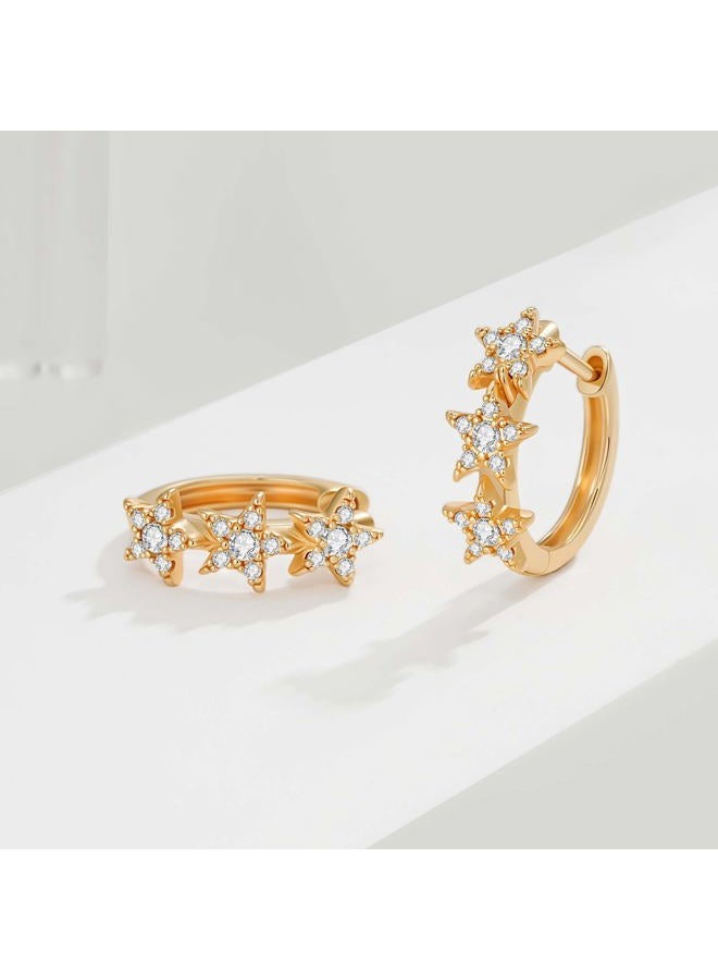 VACRONA Cubic Zirconia Huggie Earrings 14k Gold Plated Tiny Earrings Small Huggie Hoop Earrings Simple Lightweight Hoops Gift for Women, Gold, Cubic Zirconia - Image 5