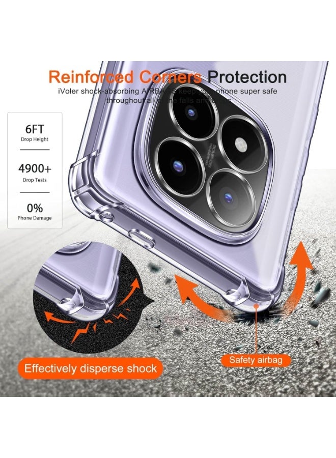 Case Compatible with Xiaomi Redmi Note 14 Pro Plus 5G , Cover Silicone Transparent TPU Gorilla Anti-shock Protector Camera Shockproof Corners - Clear - Image 3