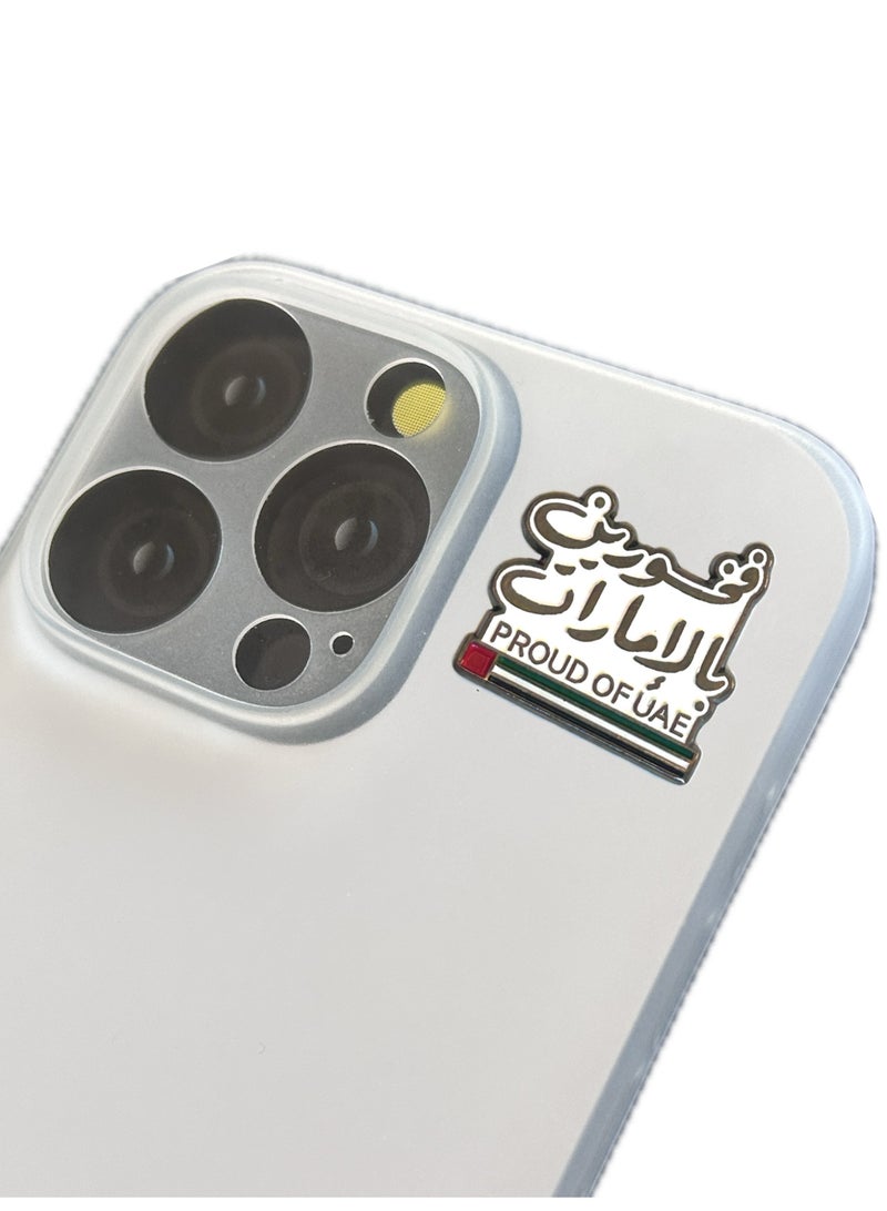 3 pieces of Metal stickers - Jet Fighter logo and Sheikh Mohammed bin Zayed logo and  Proud of the Emirates Text  logo - Premium Quality Metal for Mobile, Laptop, Backpacks and more. - Image 4