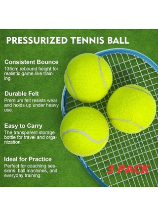 3-Pack High Bounce Practice Tennis Balls. Ideal for consistent training, delivered in a sealed tub for freshness. - view 2