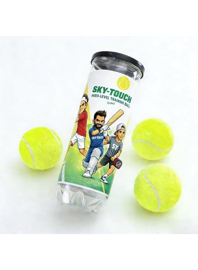 SKY-TOUCH 3-Pack High Bounce Practice Tennis Balls. Ideal for consistent training, delivered in a sealed tub for freshness. - Image 1