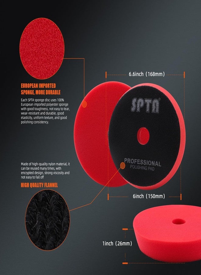 SPTA Buffing Polishing Pads, 6'' Orbital Buffer Pads Hook and Loop Buffing Pads, Foam Polish Pad 5 Grits from Coarse to Fine for 6 Inch DA Rotary Polisher Compounding, Polishing and Waxing - Image 3