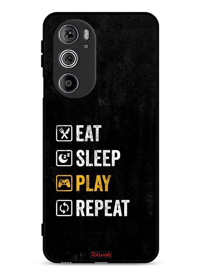 Tolwak Motorola Edge 30 Pro Protective Case Cover Eat Sleep Play Repeat - Image 1