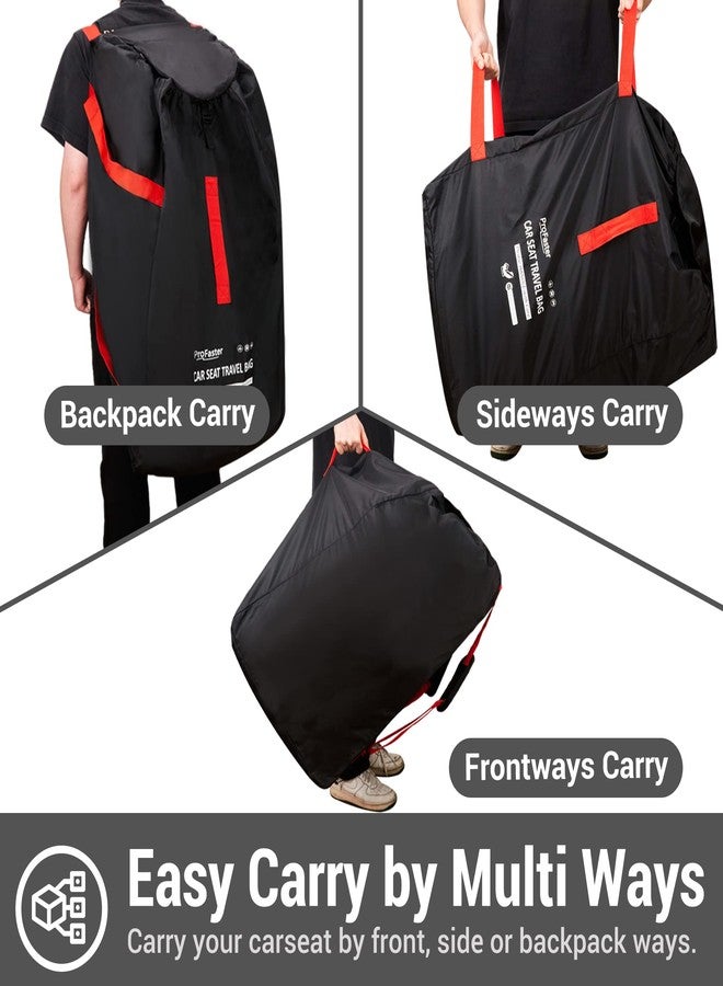 ProFaster Car Seat Travel Bag Backpack for Air Travel - Karfast Universal Infant Carseat Gate Check Bag Cover for Airplane, Foldable with Pouch, Black - Image 4