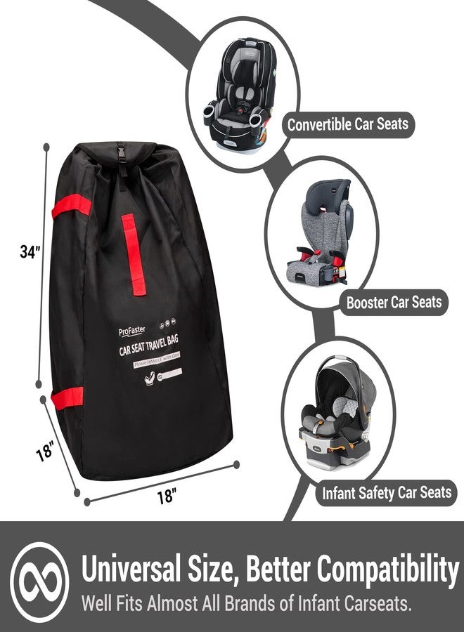 ProFaster Car Seat Travel Bag Backpack for Air Travel - Karfast Universal Infant Carseat Gate Check Bag Cover for Airplane, Foldable with Pouch, Black - Image 2