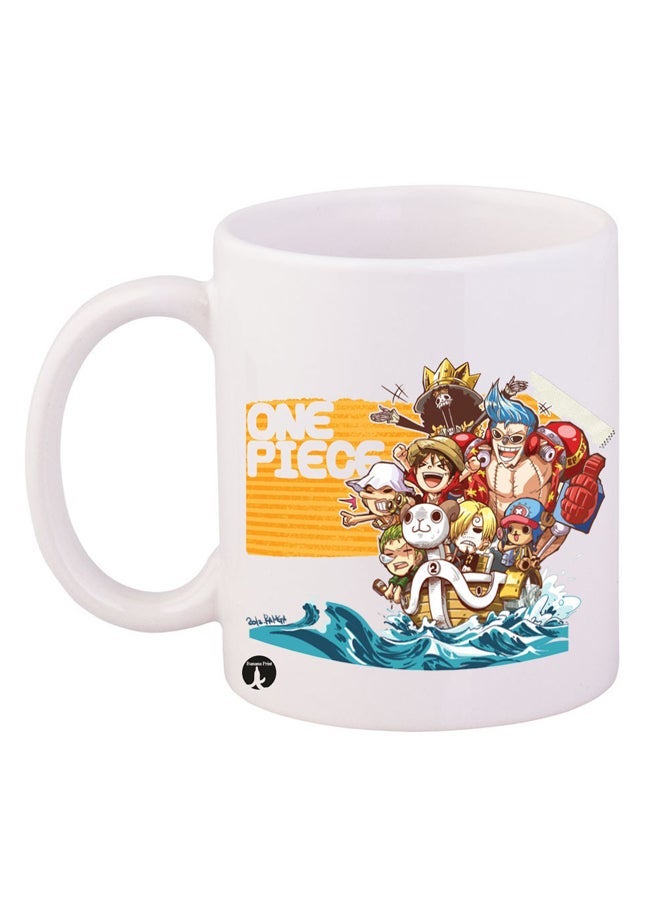 Durable Heat-resistant Thick Wall Designed Ergonomic Handled One Piece Printed Mug White/Red/Blue 11ounce