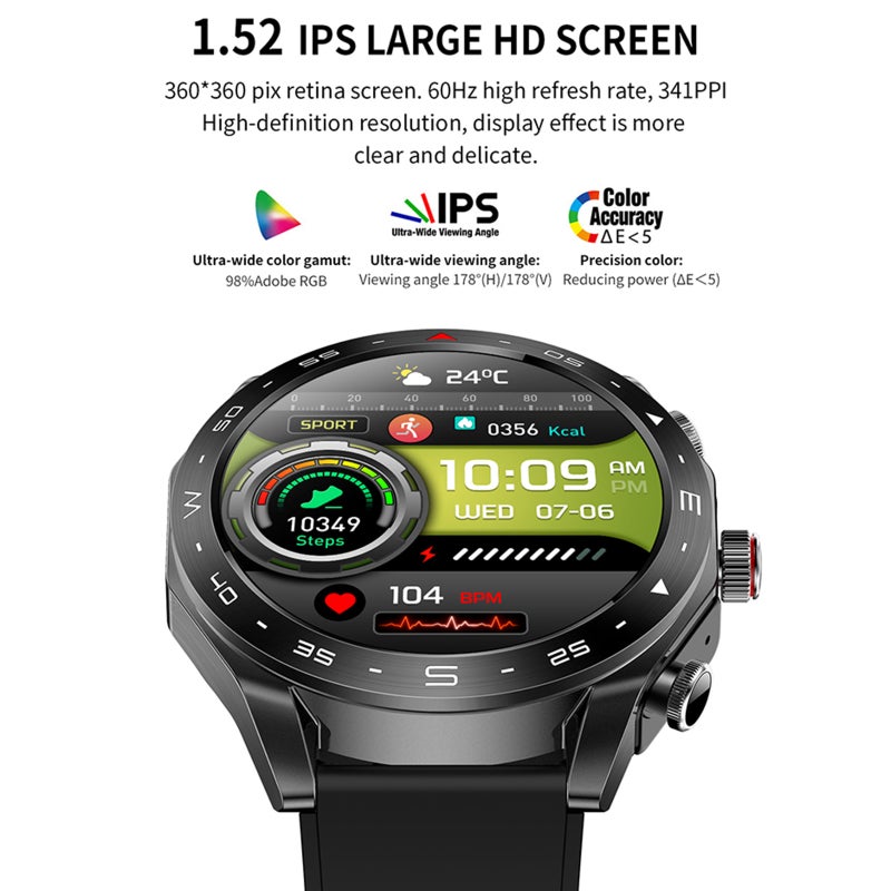 T95 2-in-1 Smart Watch with Earbuds 1.52-Inch FullTouch Screen Fitness Tracker IP67 Waterproof BT Call Blood Oxygen/Sleep/Heart Rate/Blood Pressure Monitor Multiple Sports Mode - Image 5