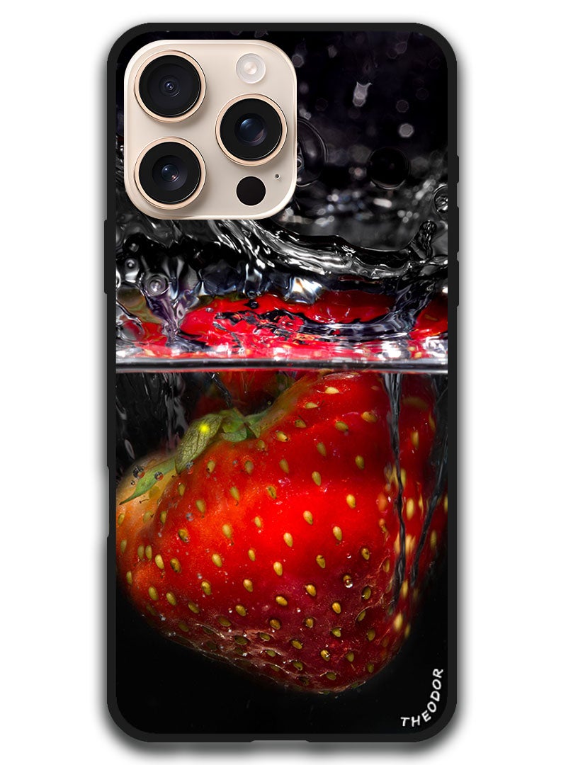 Theodor Protective Case Anti Scratch Shock Proof Bumper Cover For iPhone 16 Pro (6.3)-inch strawberries_splashes_splash - Image 1