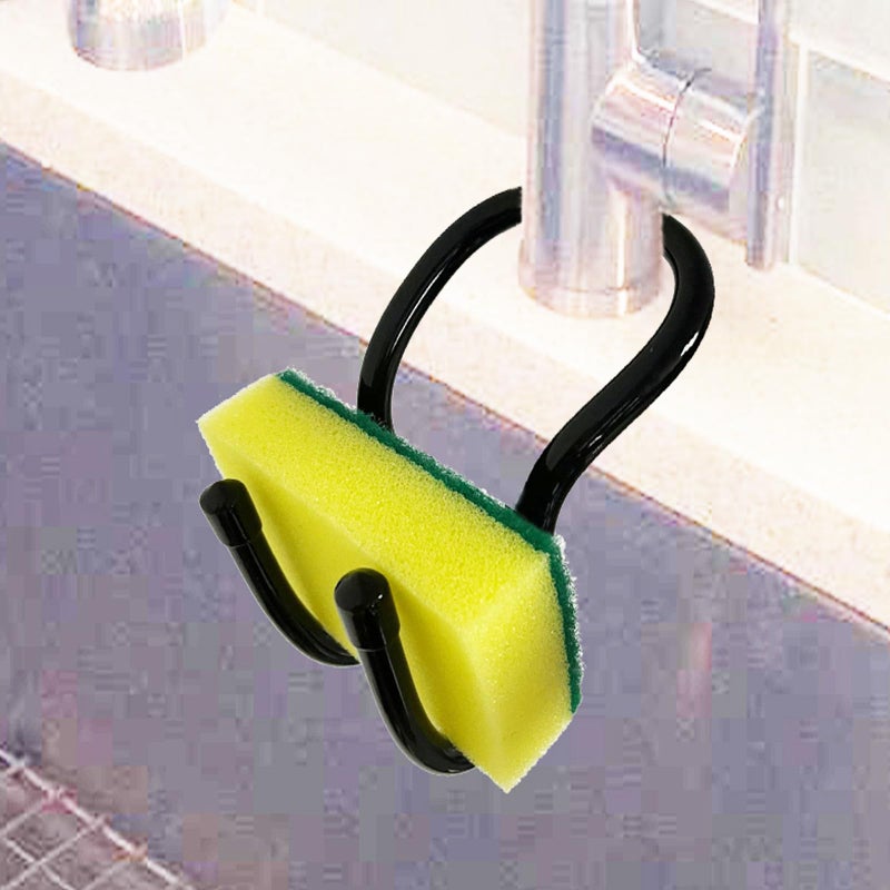 Pmsanzay Sling Flexible Sink Caddy, Sink Sponge Holder Organizer, Non-Slip â€“ Holds Sponge, Scrubbing Brush or Dishrag, Not hiding dirt, easy to clean - Black - Image 1