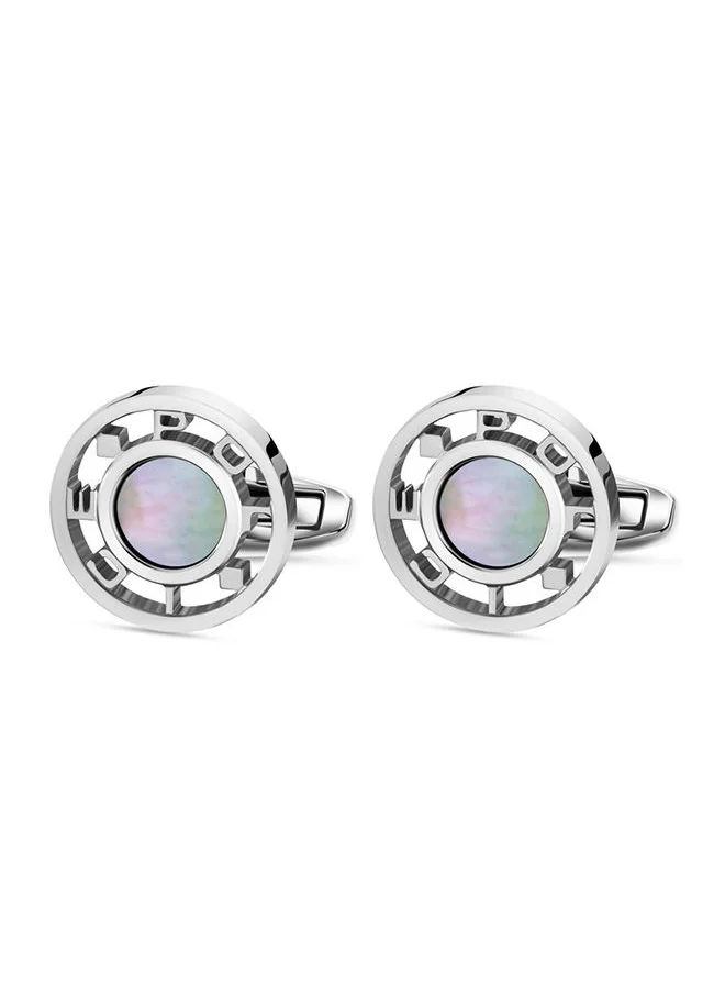 بوليس Police Stainless Steel Cufflinks for Men - Silver, PEAGC2215304