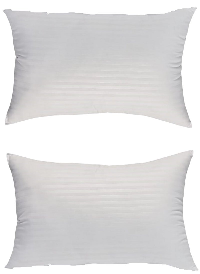 Blueberry 2 Piece Set Comfortable Stripe Design Cotton Hotel Pillow Microfiber 50x70cm Made in Uae - Image 1