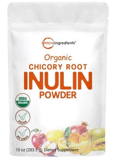 Organic Daily Prebiotic Dietary Fiber Supplement Powder, (Inulin Fiber from Chicory Root), 10 Ounce, Highly Promote Intestinal Colon, Gut Health and Digestive Function, Vegan Friendly