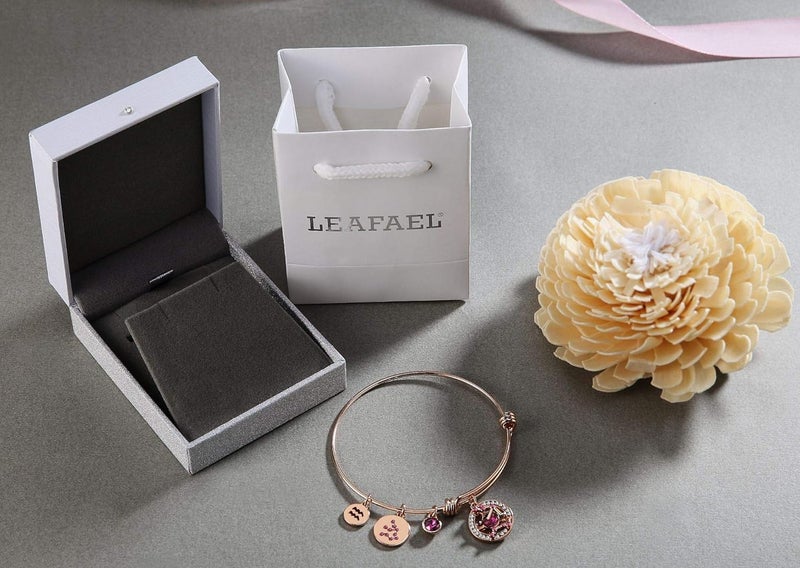 Leafael Superstar Zodiac Expandable Bangle Bracelet Made with Premium Crystals Horoscope Constellation October November Birthstone Topaz Brown Jewelry, Rose Gold Plated, 7" - Image 3