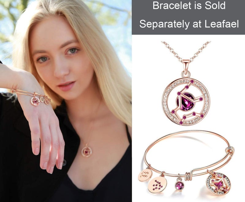Leafael Superstar Zodiac Expandable Bangle Bracelet Made with Premium Crystals Horoscope Constellation October November Birthstone Topaz Brown Jewelry, Rose Gold Plated, 7" - Image 5