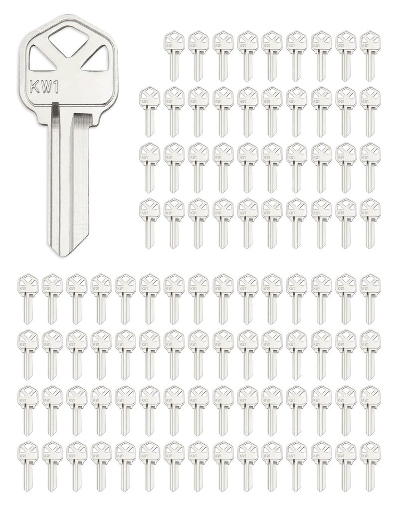 QWORK Blank Key Blanks Pack of 100 Copper Structures Key Compatible with KW1 Kwikset KS1KWI1 Keyblank - Image 2