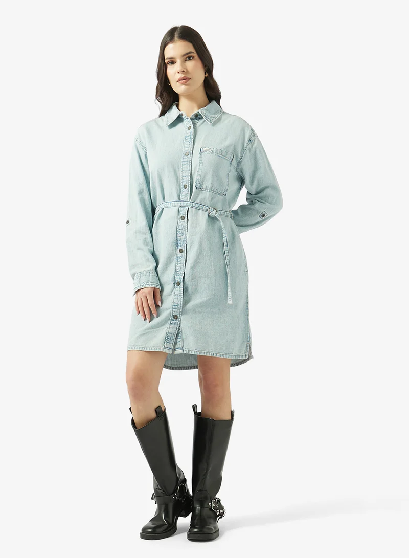 Long Sleeve Denim Shirt Dress
