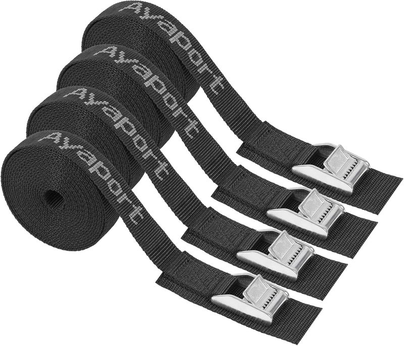 Ayaport Stainless Steel Cam Buckle Tie Down Straps Lashing Straps 2200lbs Break Strength Heavy Duty Car Roof Rack Strap for Kayak, SUP, Surfboard, Cargo, Motorcycle, Truck, Boat, Dirt Bike(1" x 16') - Image 1