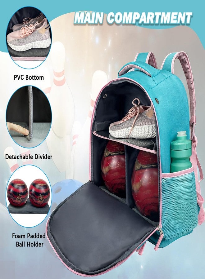WOLT Bowling Ball Bag,2 Ball Bowling Backpack with Protective Foam Padded & Shoe Compartment Fits Up to Mens Size 16 - Image 4