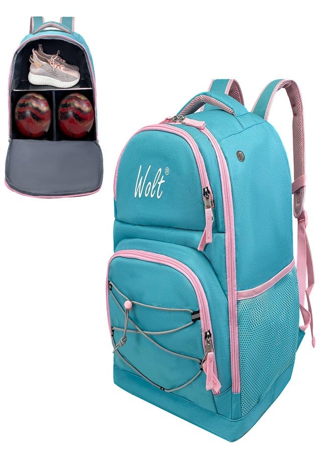 WOLT Bowling Ball Bag,2 Ball Bowling Backpack with Protective Foam Padded & Shoe Compartment Fits Up to Mens Size 16 - Image 1