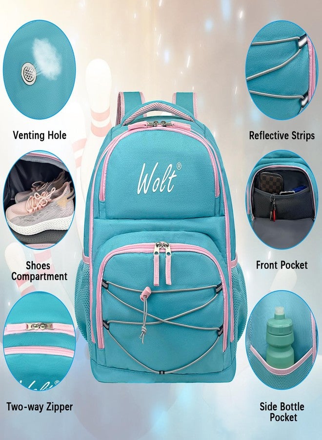 WOLT Bowling Ball Bag,2 Ball Bowling Backpack with Protective Foam Padded & Shoe Compartment Fits Up to Mens Size 16 - Image 3