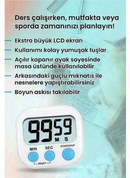 Hobi Market Art Alarm Digital Timer Stopwatch, Countdown Function, Magnetic, 100 Minutes, 7.3 x 6.5 Cm.  - Image 2