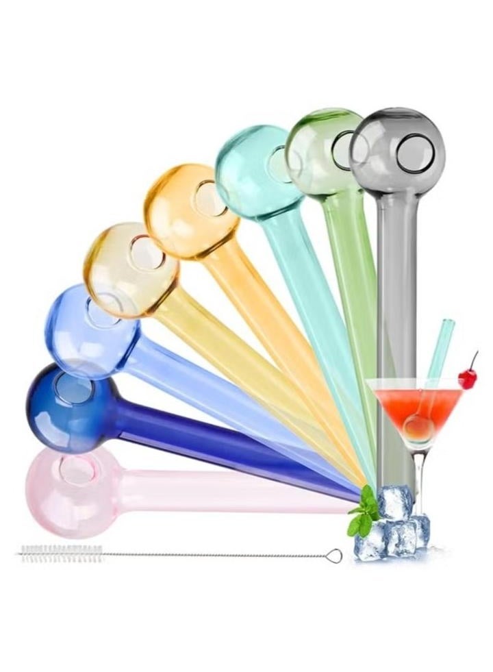 8 Pcs Reusable Glass Straws Set, 4" Shatterproof Drinking Straws with Cleaning Brush, BPA-Free, Dishwasher Safe, Perfect for Smoothies, Coffee, Juice, Hot/Cold Drinks - Image 1